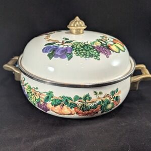 Tabletops Unlimited Fruit Garden 10 Inch Enamel Dutch Oven Casserole with‎ Lid